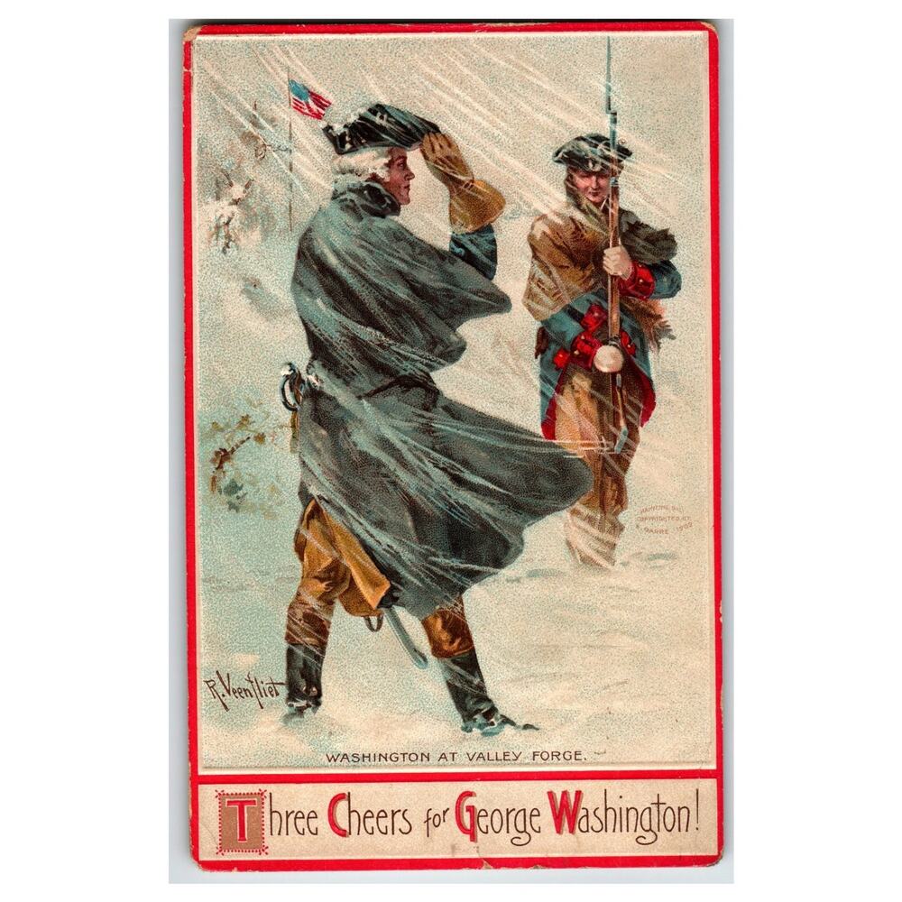 1907 George Washington Valley Forge Postcard P. Veenfliet Art WWI Era